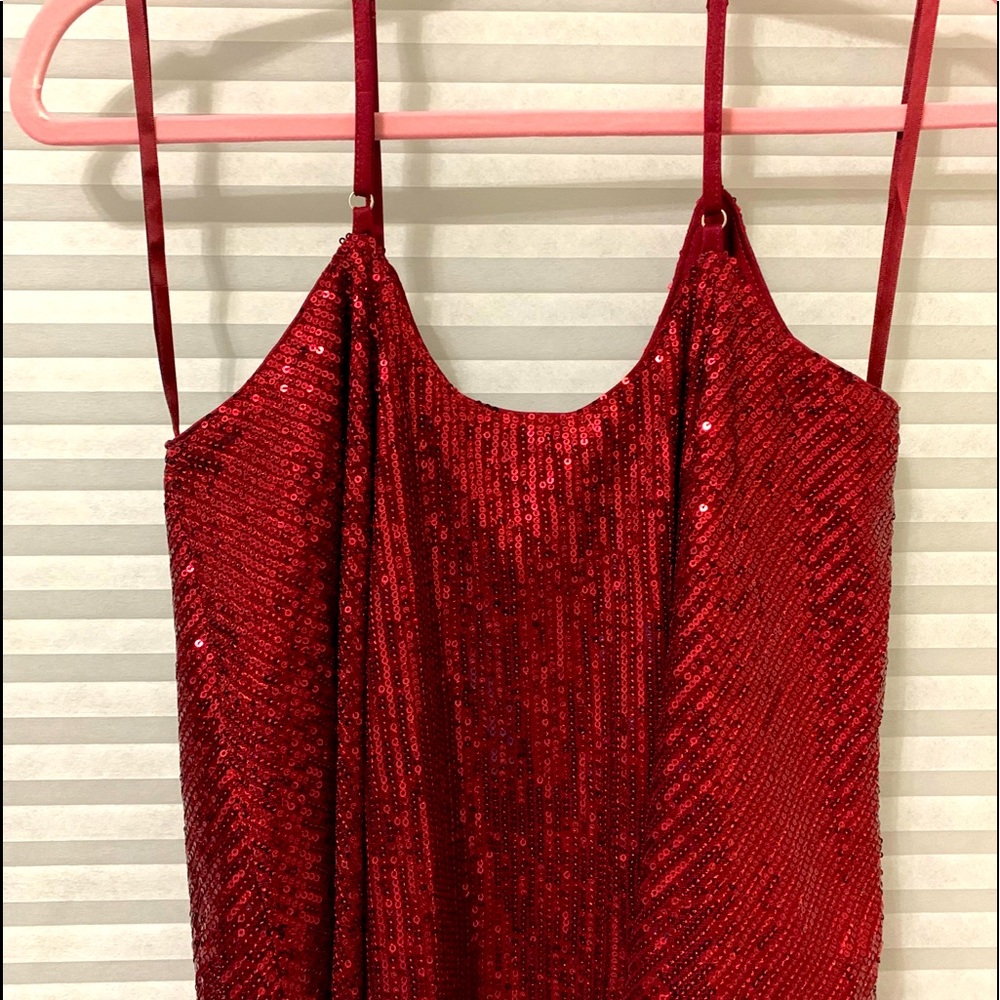 Sequin candy apple red tank